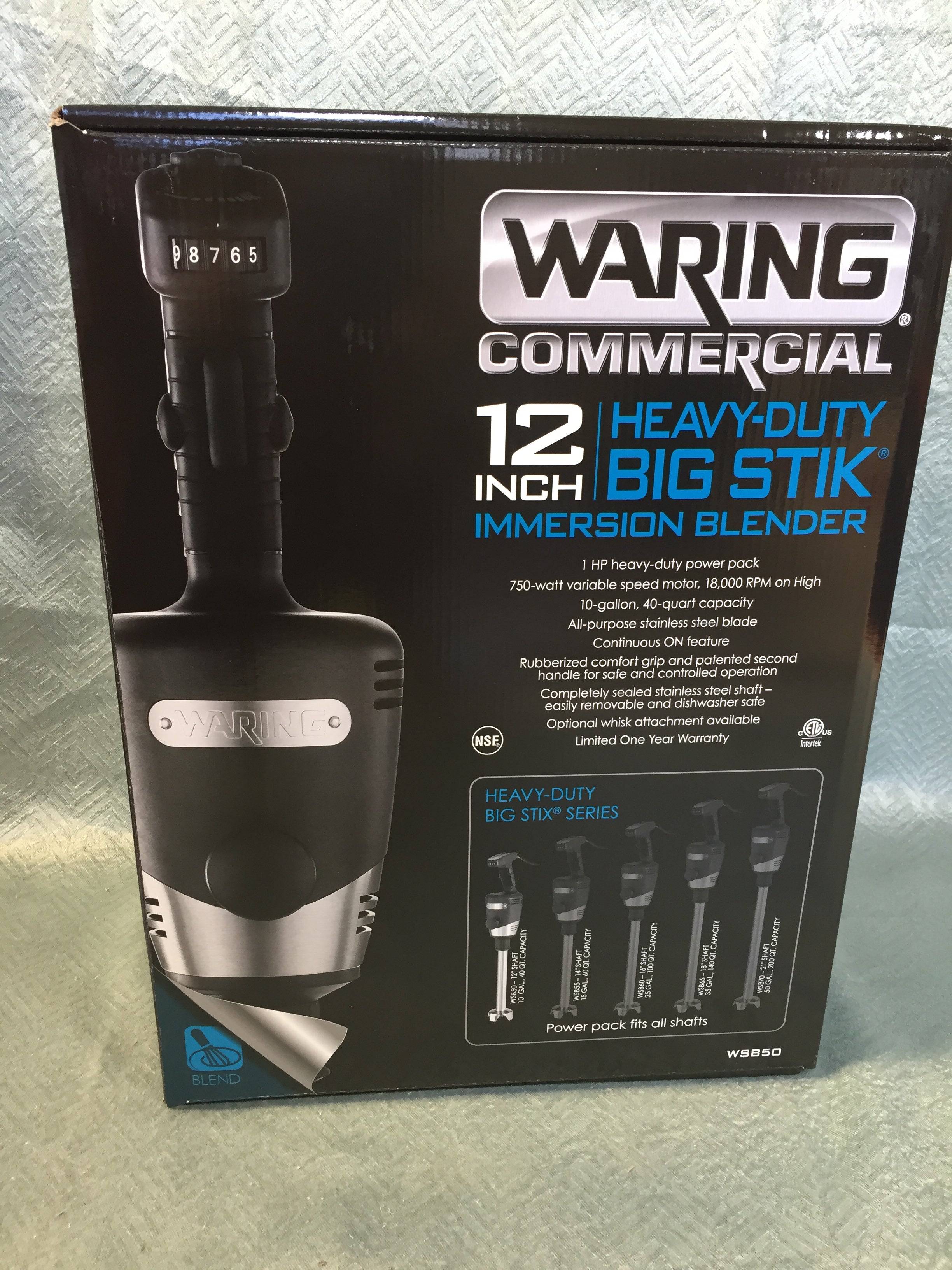 Waring Commercial WSB50 Big Stix Heavy Duty Immersion Blender 12" Removable Shaft (7603255378158)